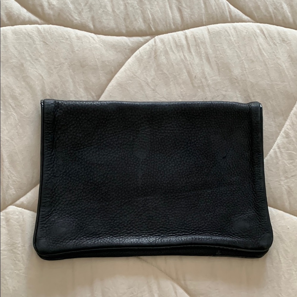Theory Black Leather Clutch